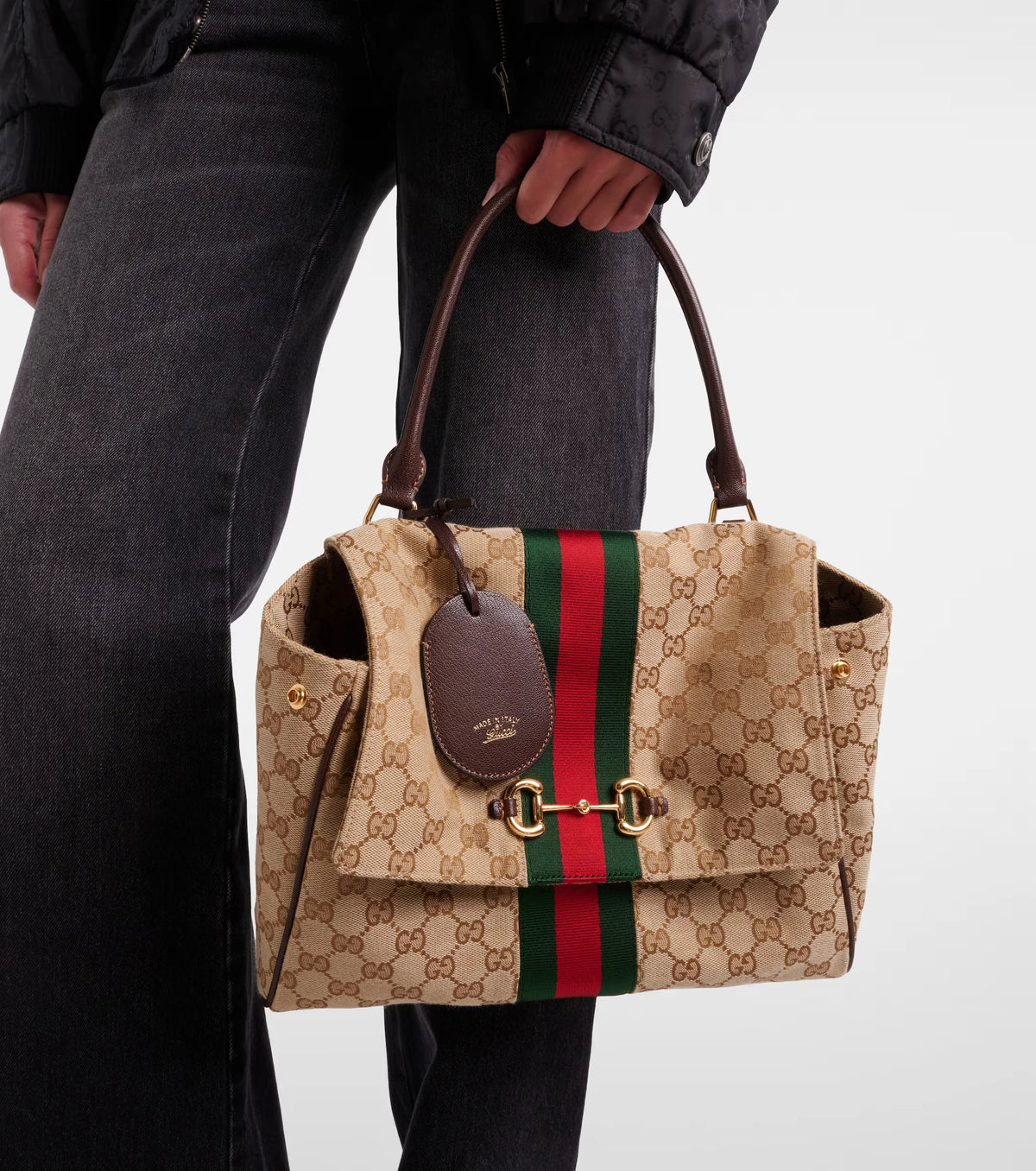 Gucci Paparazzo GG Canvas Medium Tote Bag Beige