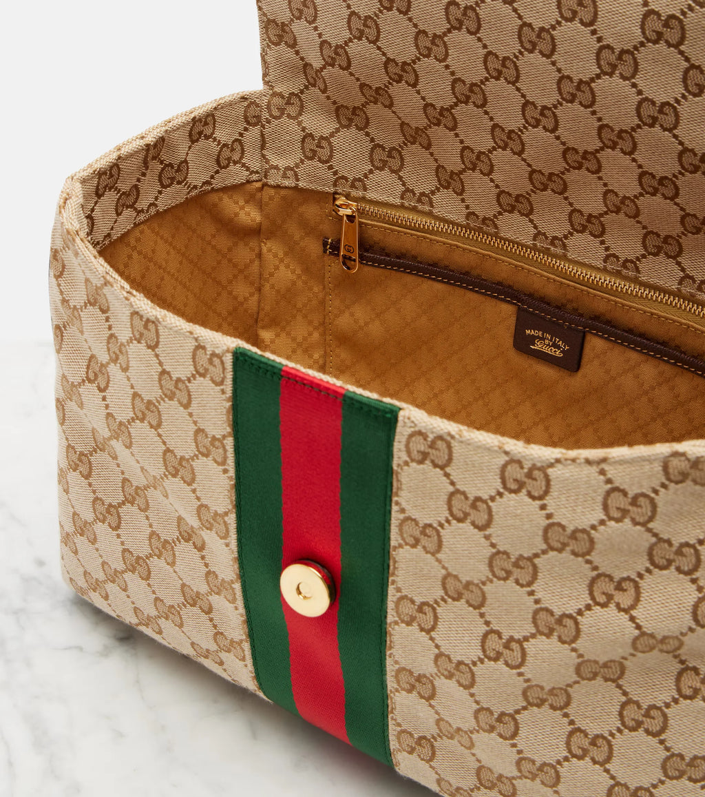 Gucci Paparazzo GG Canvas Medium Tote Bag Beige