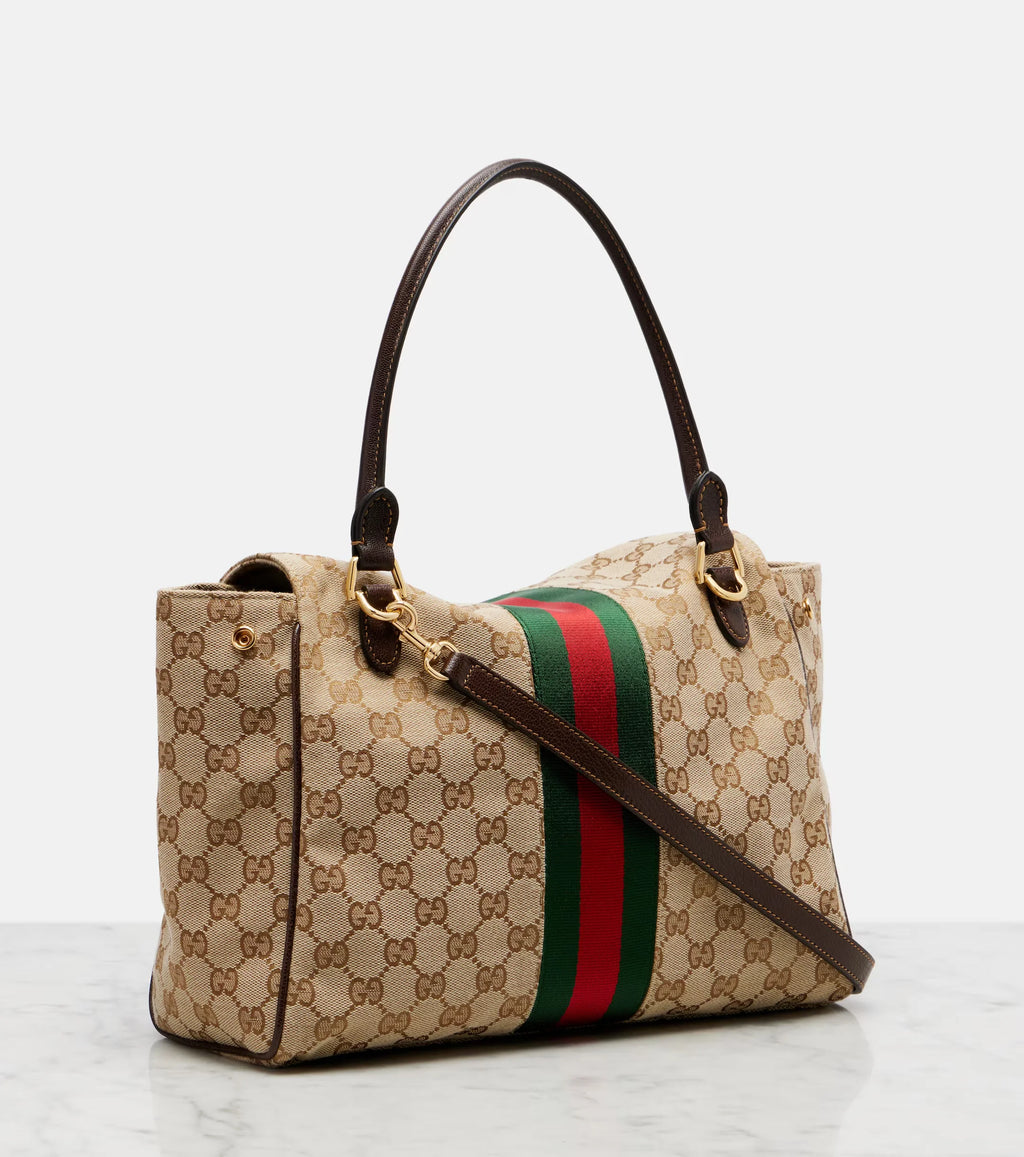 Gucci Paparazzo GG Canvas Medium Tote Bag Beige