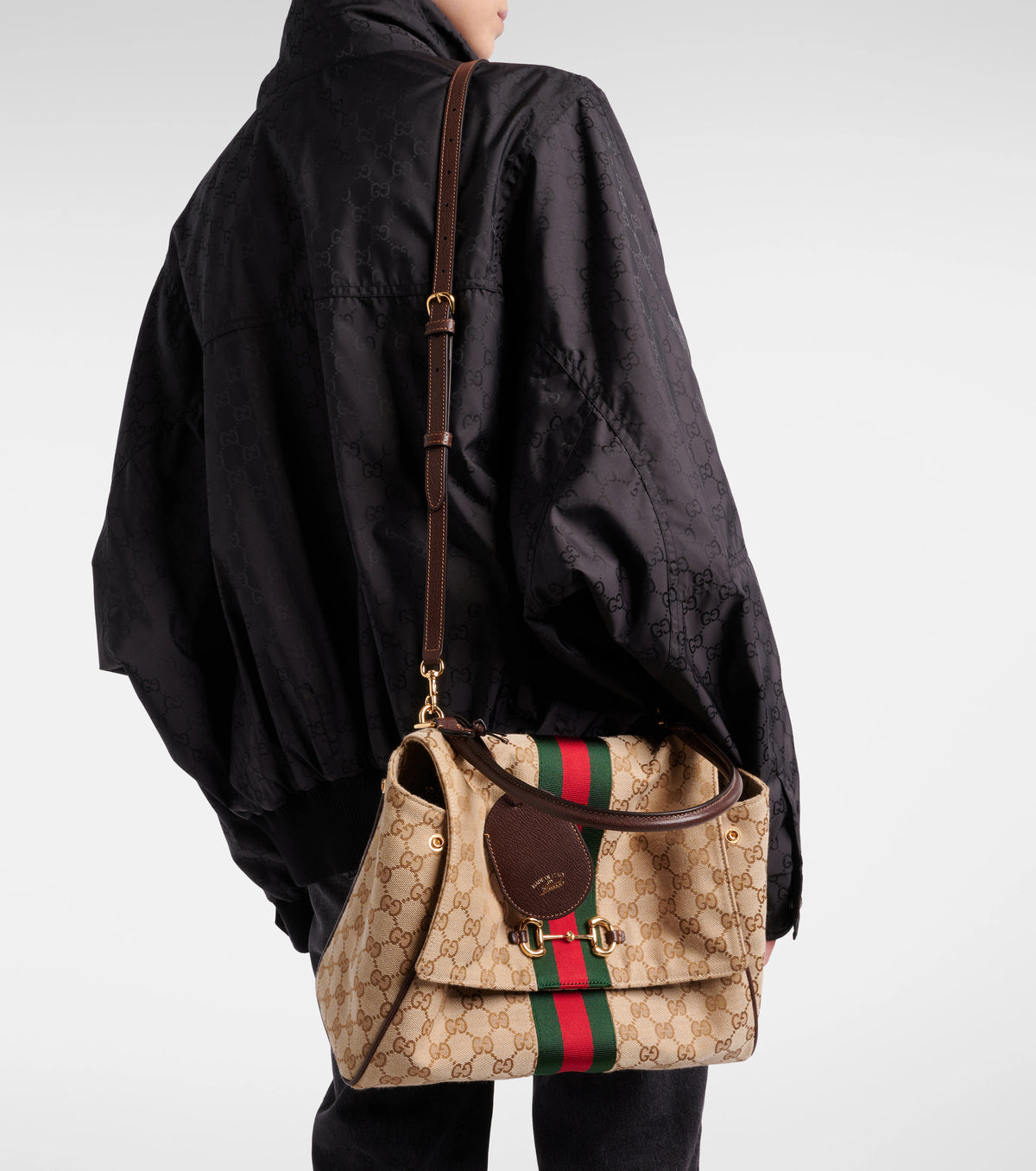 Gucci Paparazzo GG Canvas Medium Tote Bag Beige