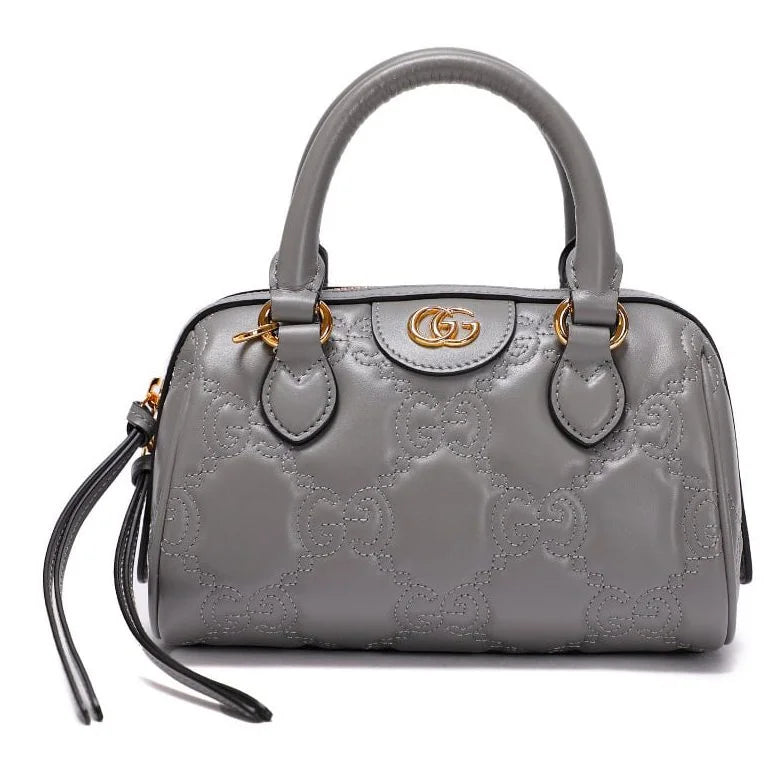 Gucci Grey Stitched Leather Matelassè Mini Bag