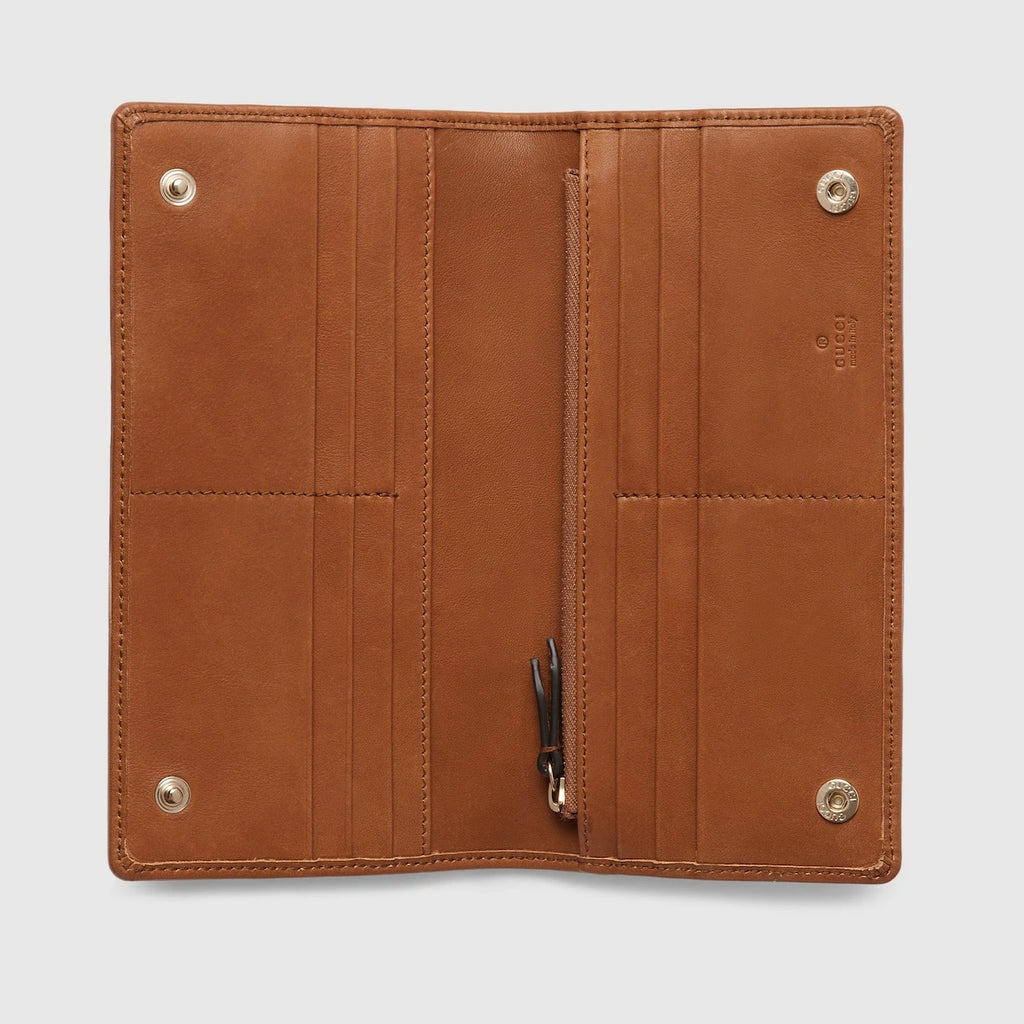 Gucci GG Emblem Wallet With Leather Strap Beige