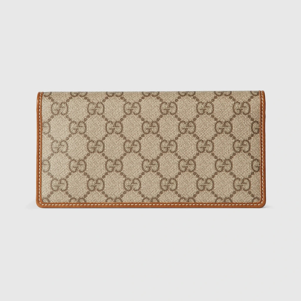 Gucci GG Emblem Wallet With Leather Strap Beige