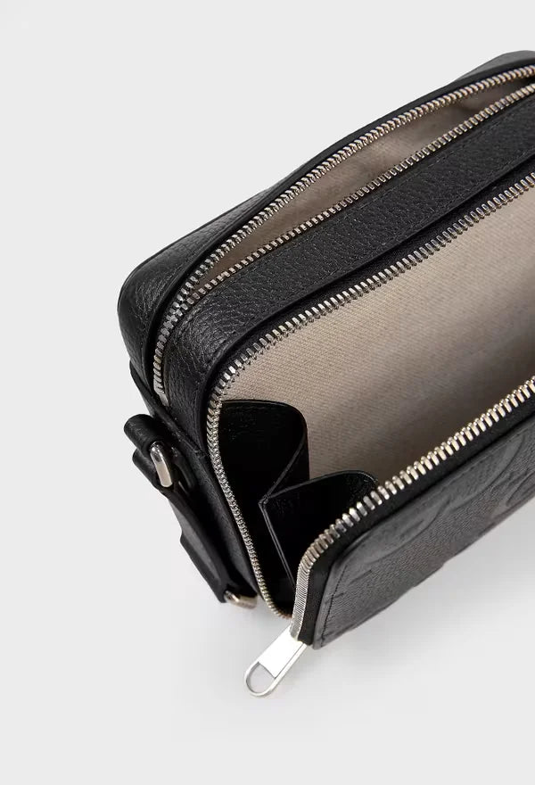 Gucci Jumbo GG Leather Small Crossbody Bag Black