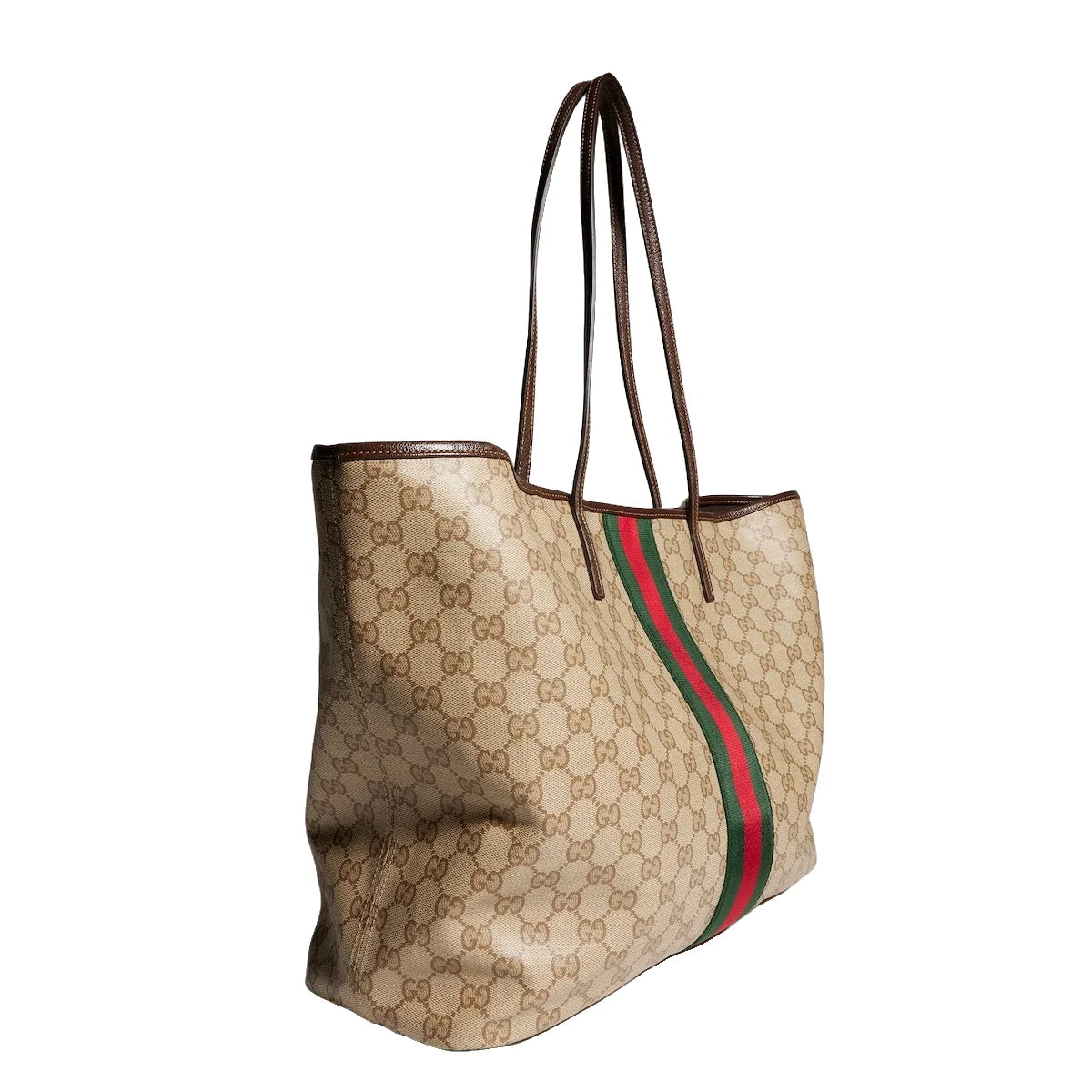Gucci Tribeca Large Tote Bag Beige Ebony GG Canvas