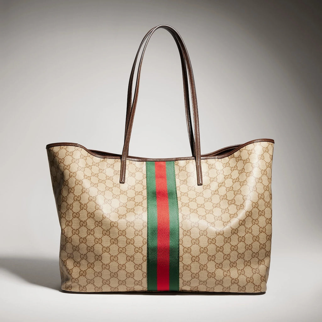 Gucci Tribeca Large Tote Bag Beige Ebony GG Canvas