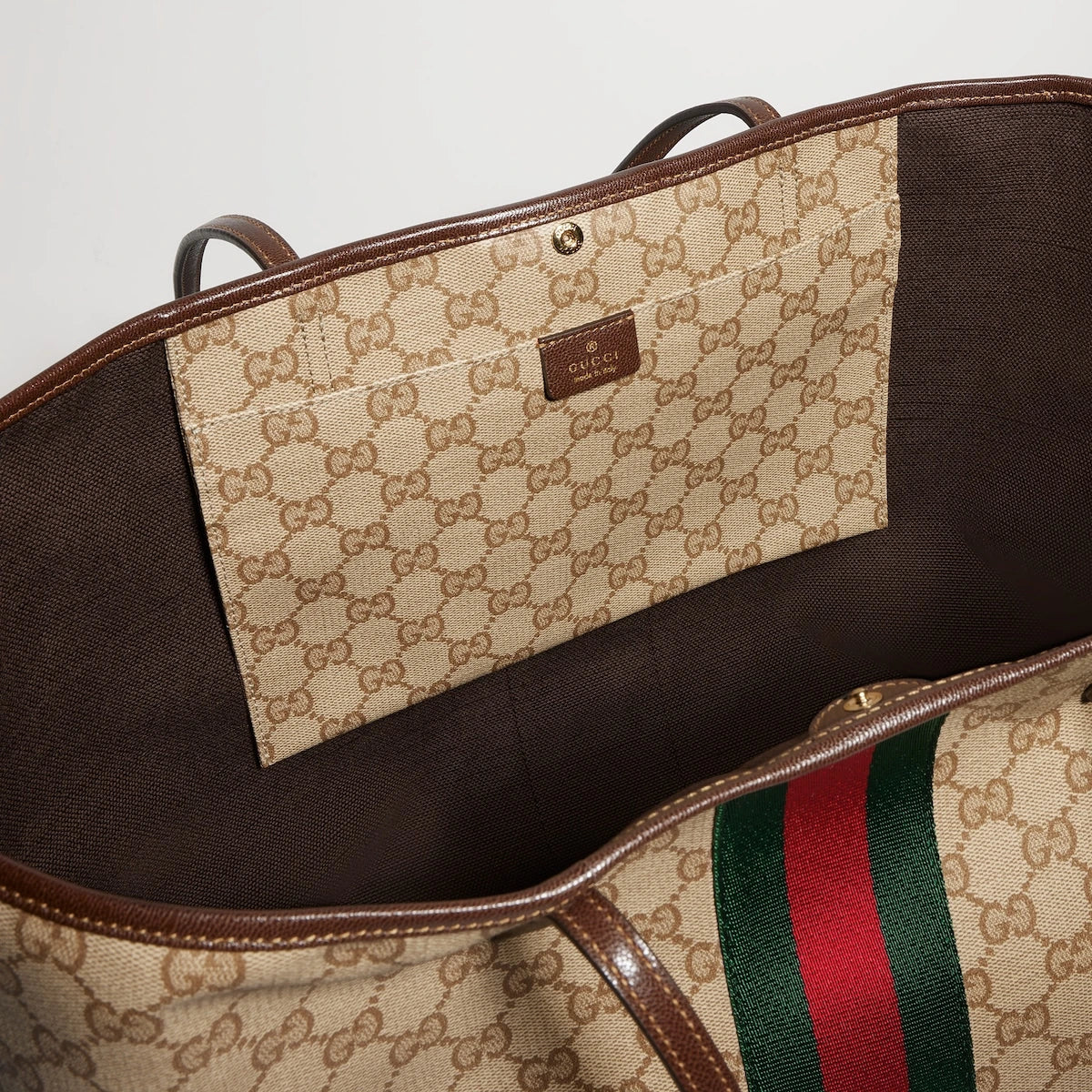 Gucci Tribeca Large Tote Bag Beige Ebony GG Canvas