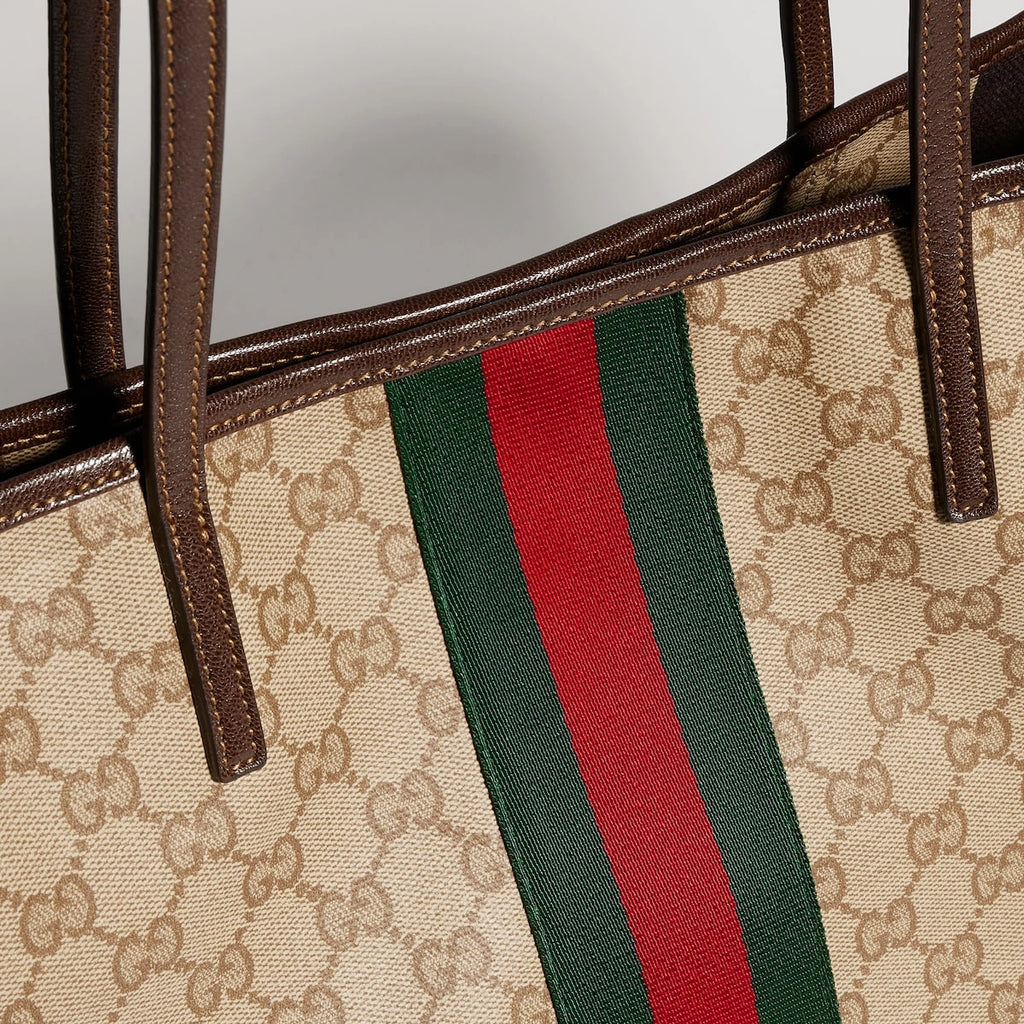 Gucci Tribeca Large Tote Bag Beige Ebony GG Canvas