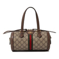 Gucci Beige/Brown Supreme Canvas and Leather Small Boston Bag