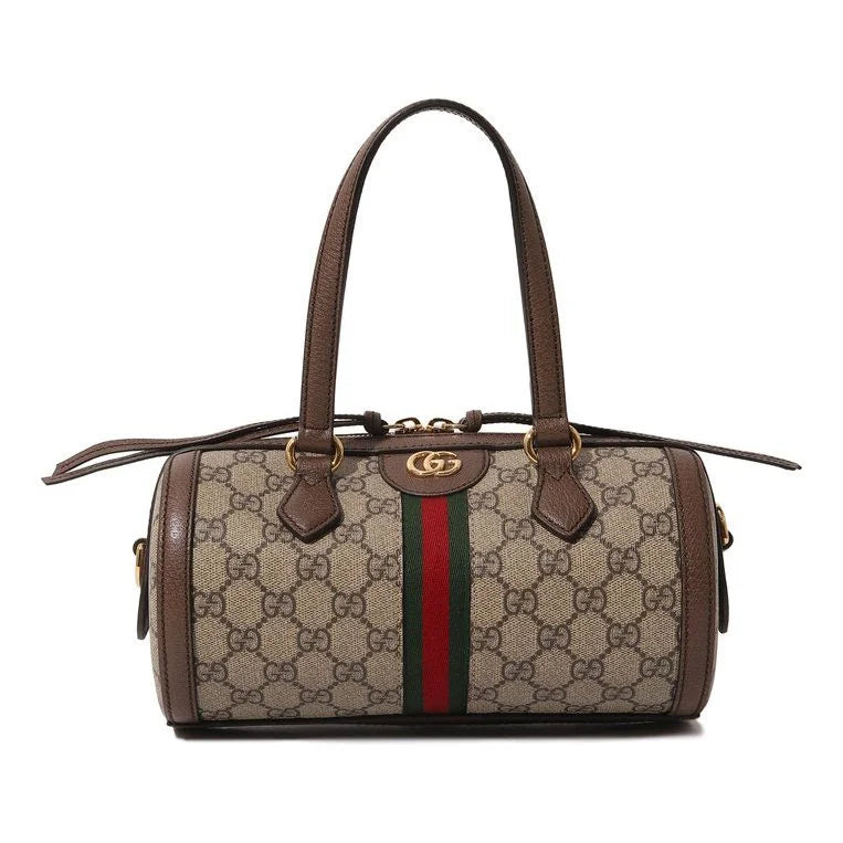Gucci Beige/Brown Supreme Canvas and Leather Small Boston Bag