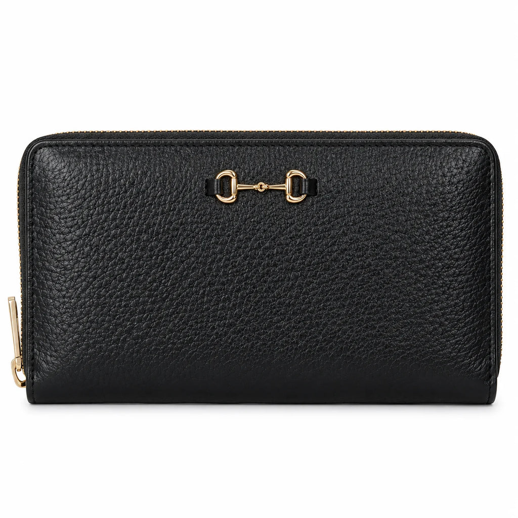 Gucci round zipper leather long wallet