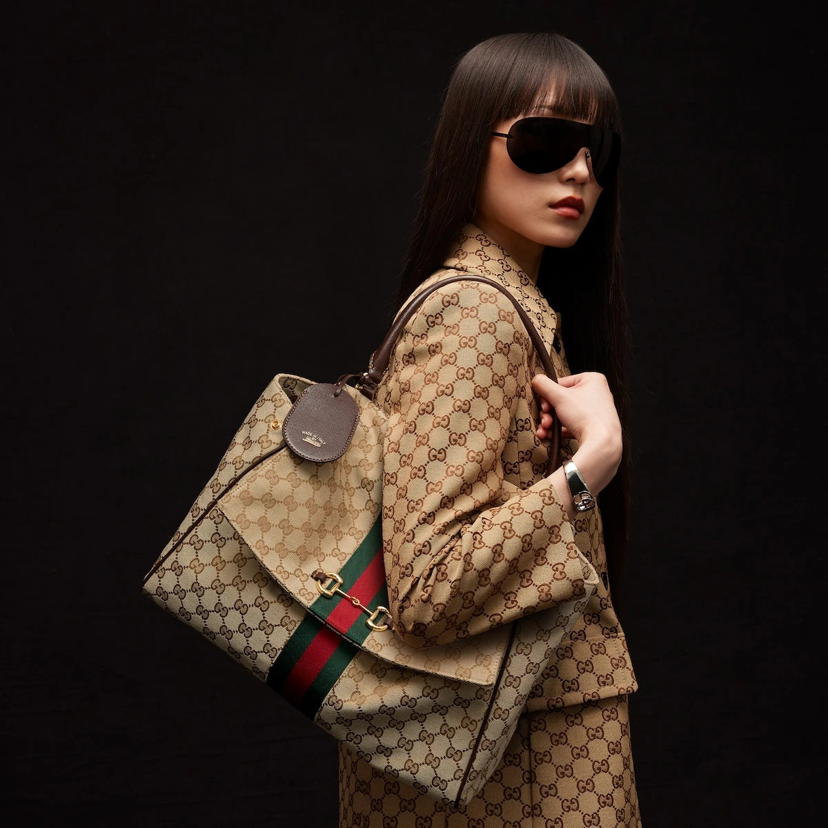 Gucci Paparazzo Large Top Handle Bag Beige