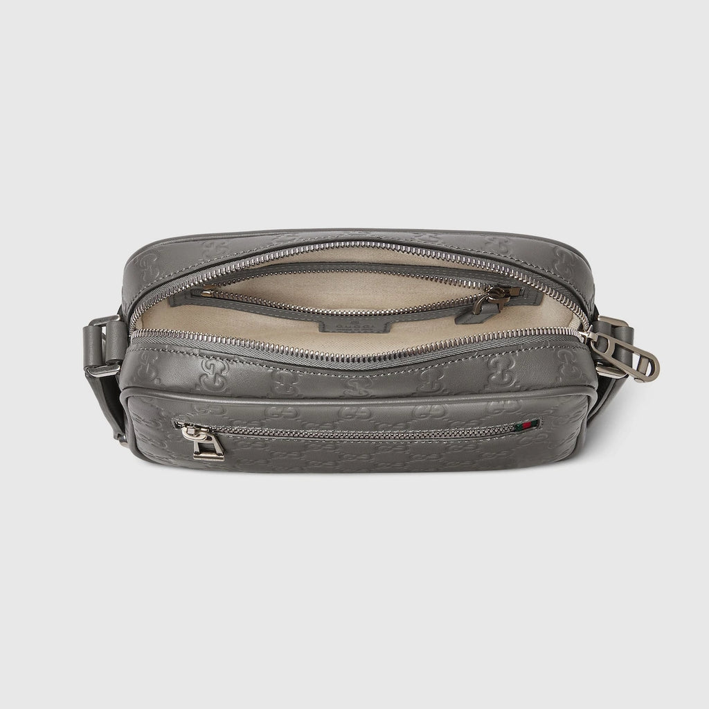 Gucci GG Emblem Small Crossbody Bag Grey