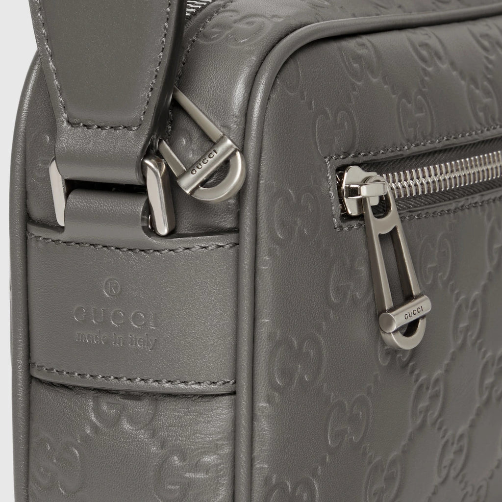 Gucci GG Emblem Small Crossbody Bag Grey