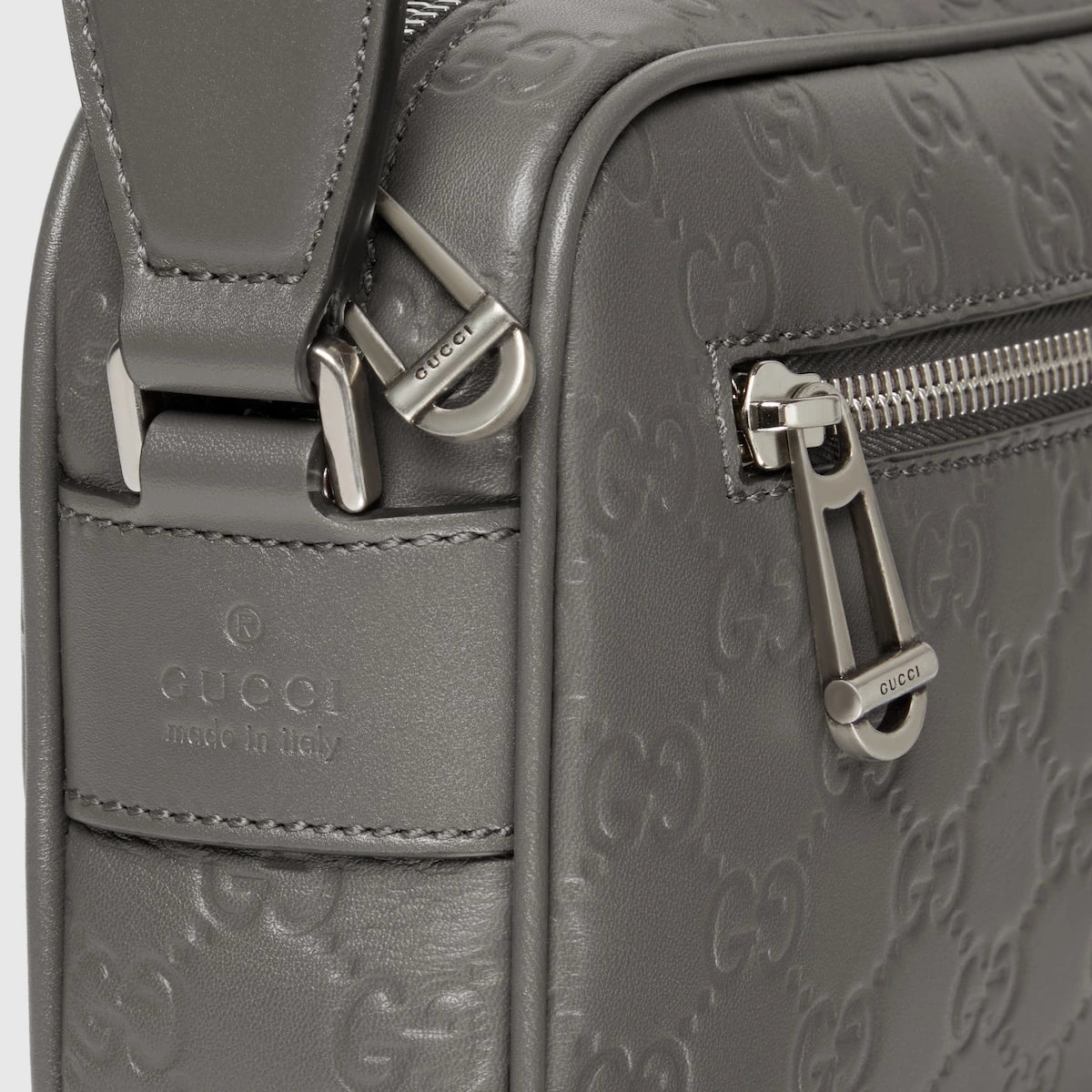 Gucci GG Emblem Small Crossbody Bag Grey