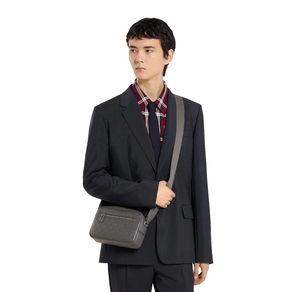 Gucci GG Emblem Small Crossbody Bag Grey