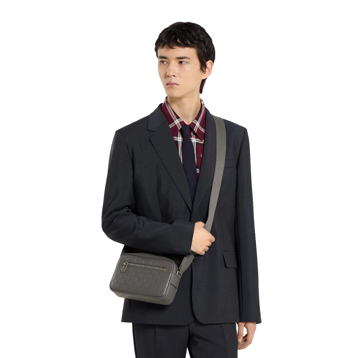 Gucci GG Emblem Small Crossbody Bag Grey