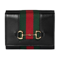Gucci Horsebit Web Small Tri-Fold Wallet Black
