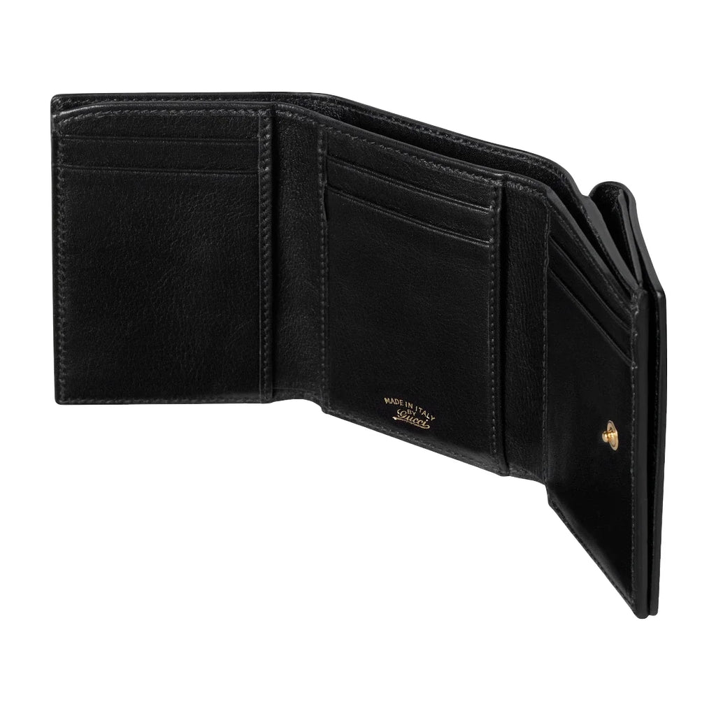 Gucci Horsebit Web Small Tri-Fold Wallet Black