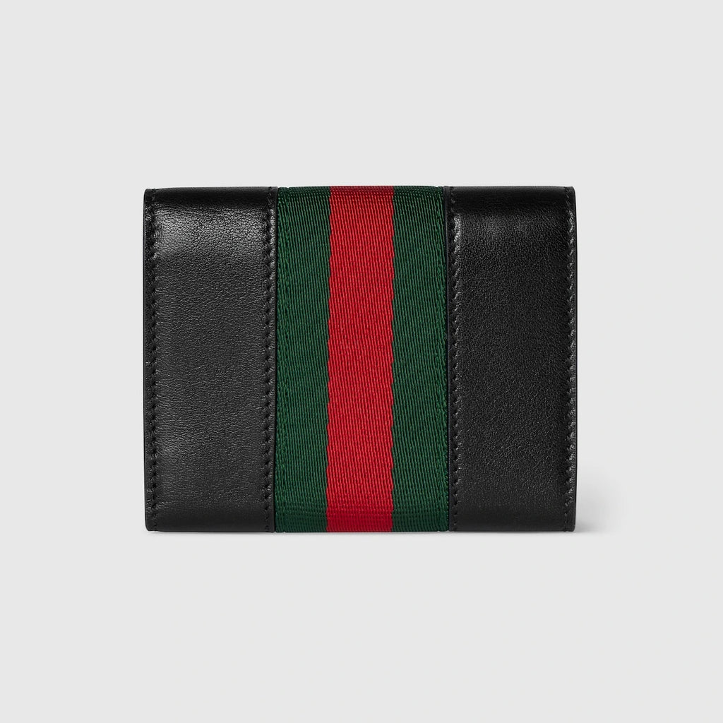 Gucci Horsebit Web Small Tri-Fold Wallet Black