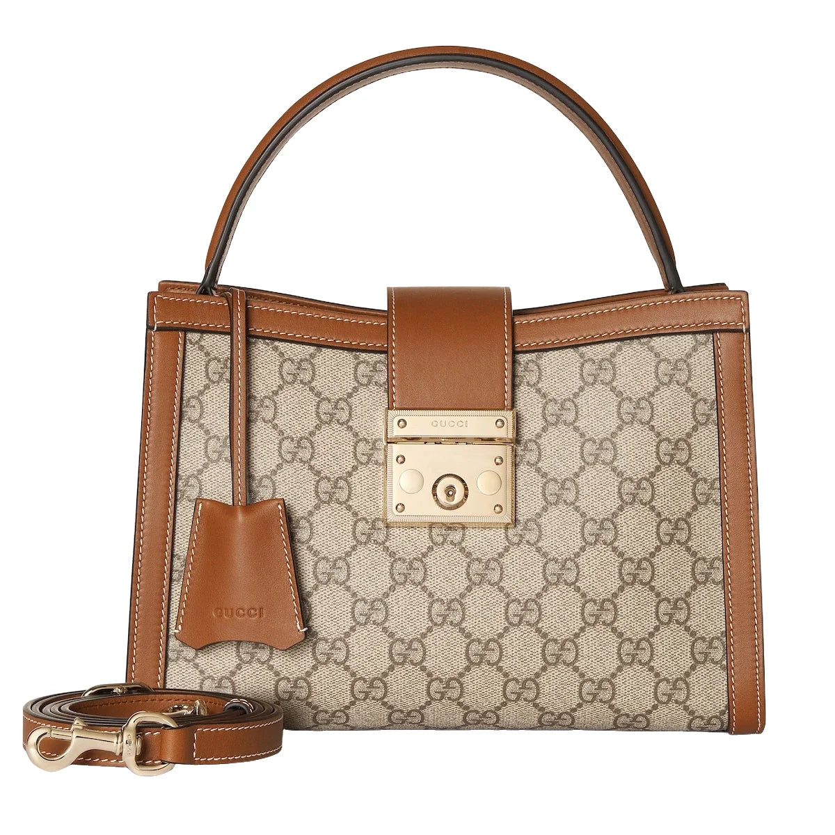 Gucci Padlock Medium Top Handle Bag Beige