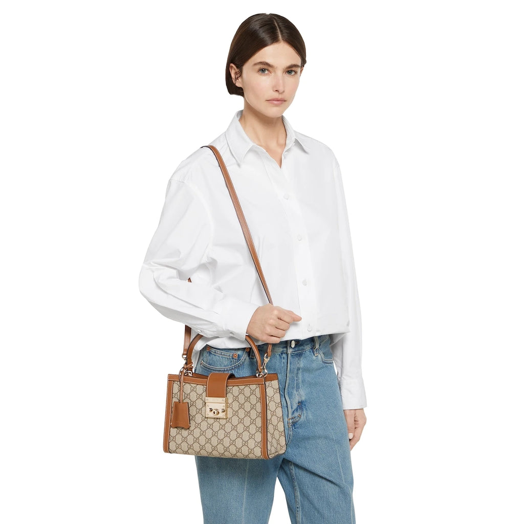 Gucci Padlock Medium Top Handle Bag Beige