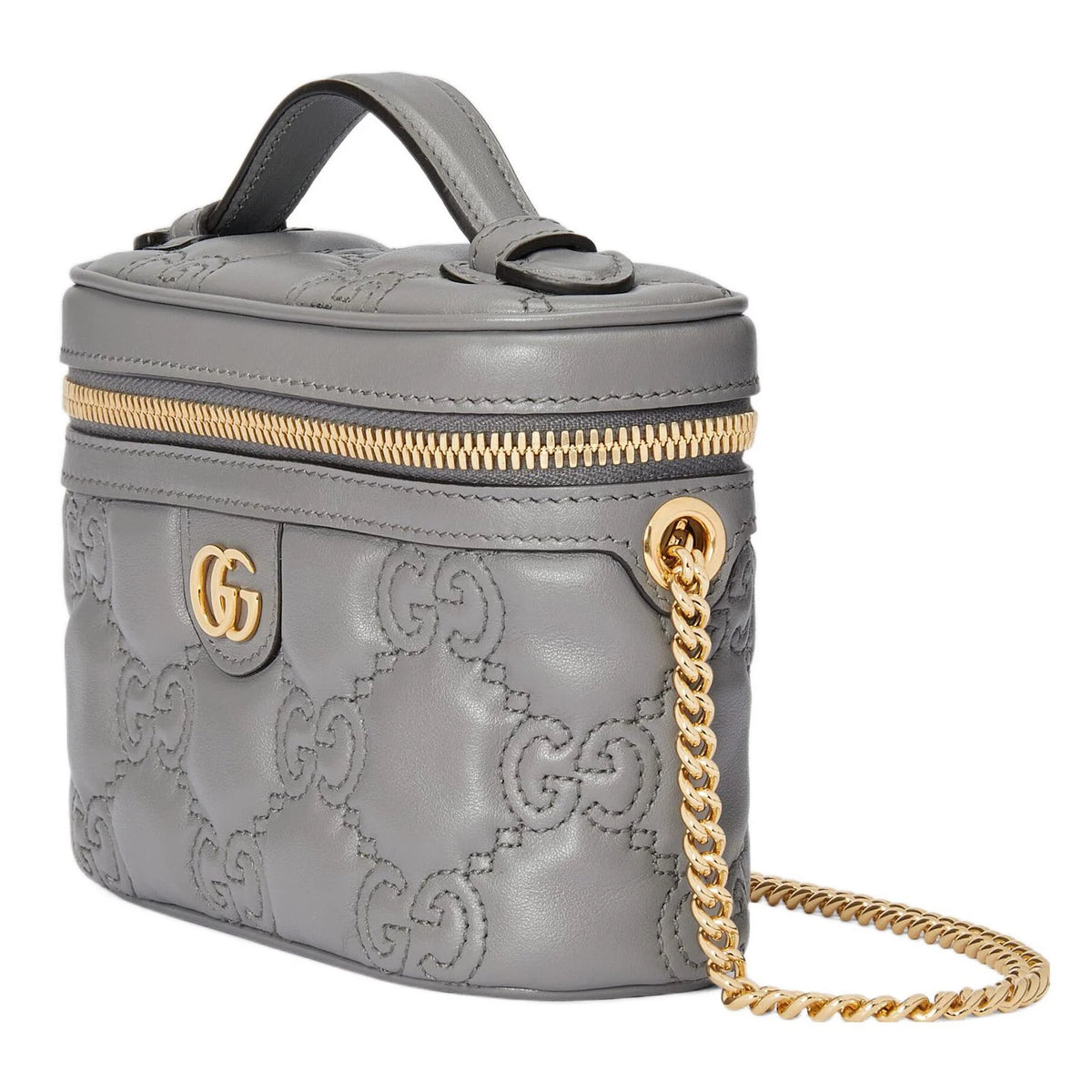 Gucci Grey Matelasse Leather Mini Top Handle Bag
