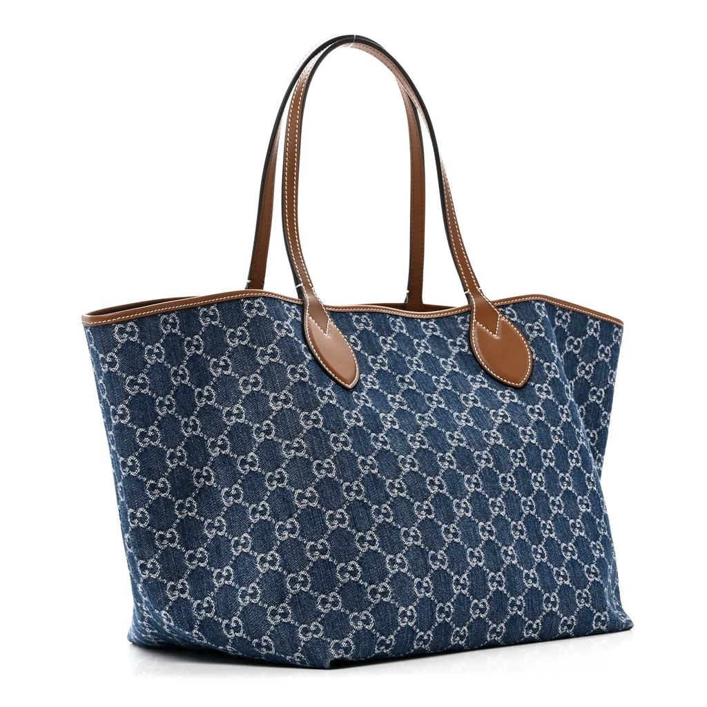 Gucci Small GG Denim Tote Bag Blue