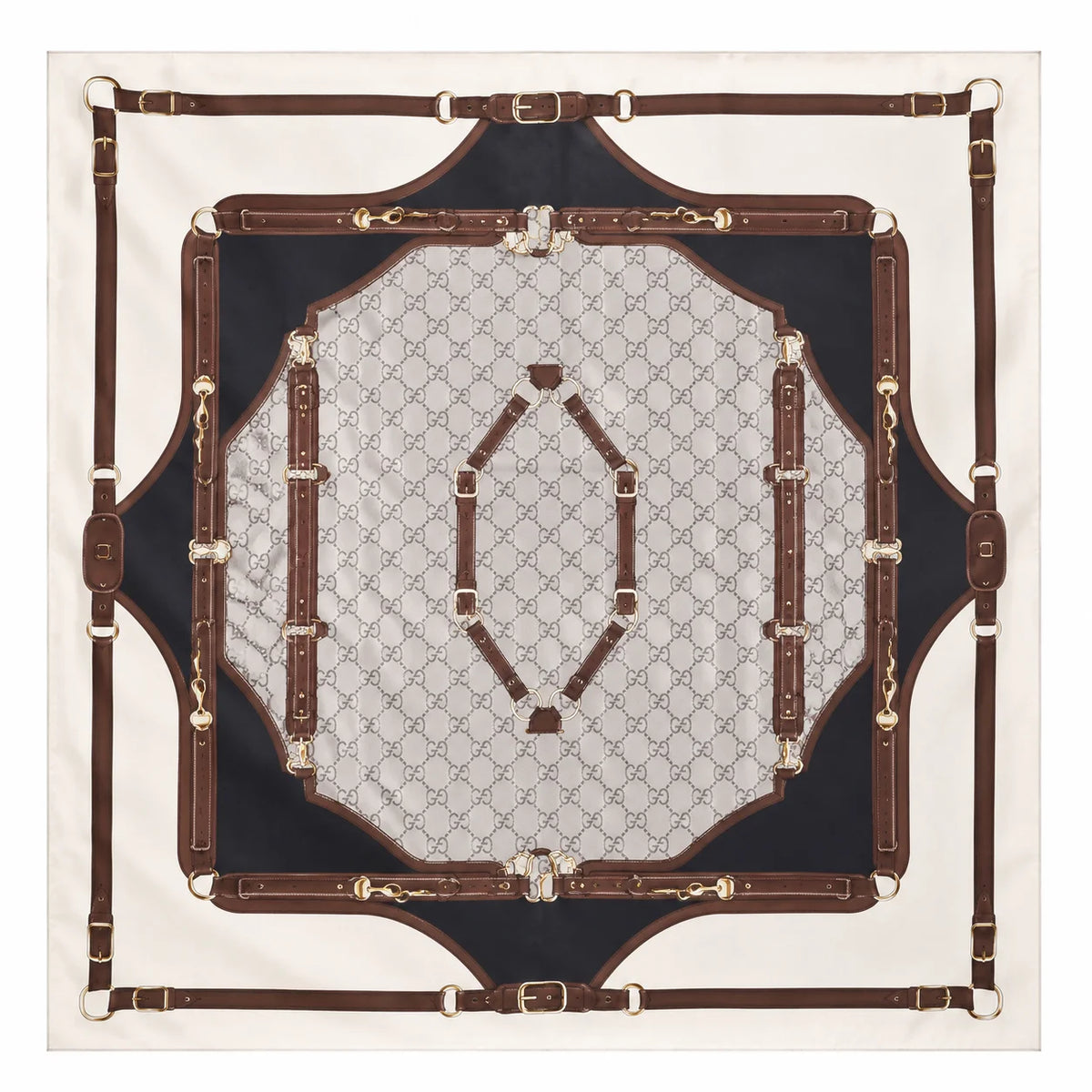 Gucci Equestrian Silk Carré Scarf White
