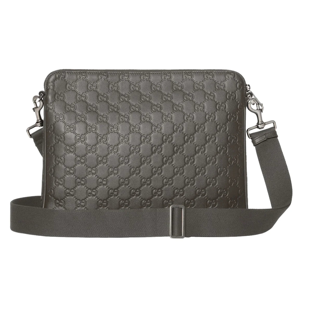 Gucci GG Emblem Medium Crossbody Bag Grey