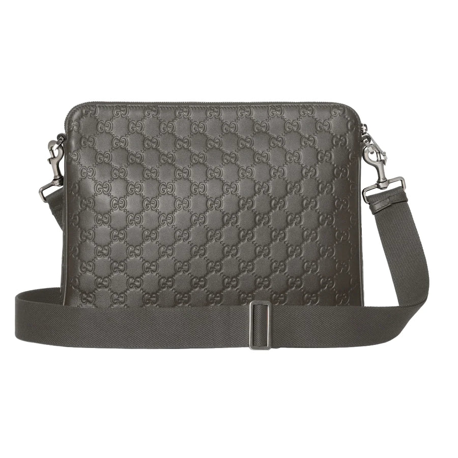 Gucci GG Emblem Medium Crossbody Bag Grey