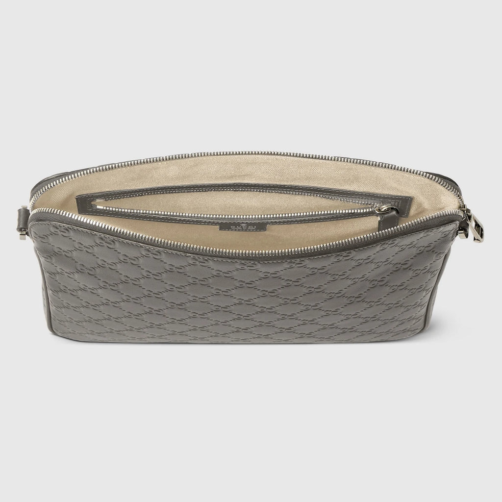 Gucci GG Emblem Medium Crossbody Bag Grey