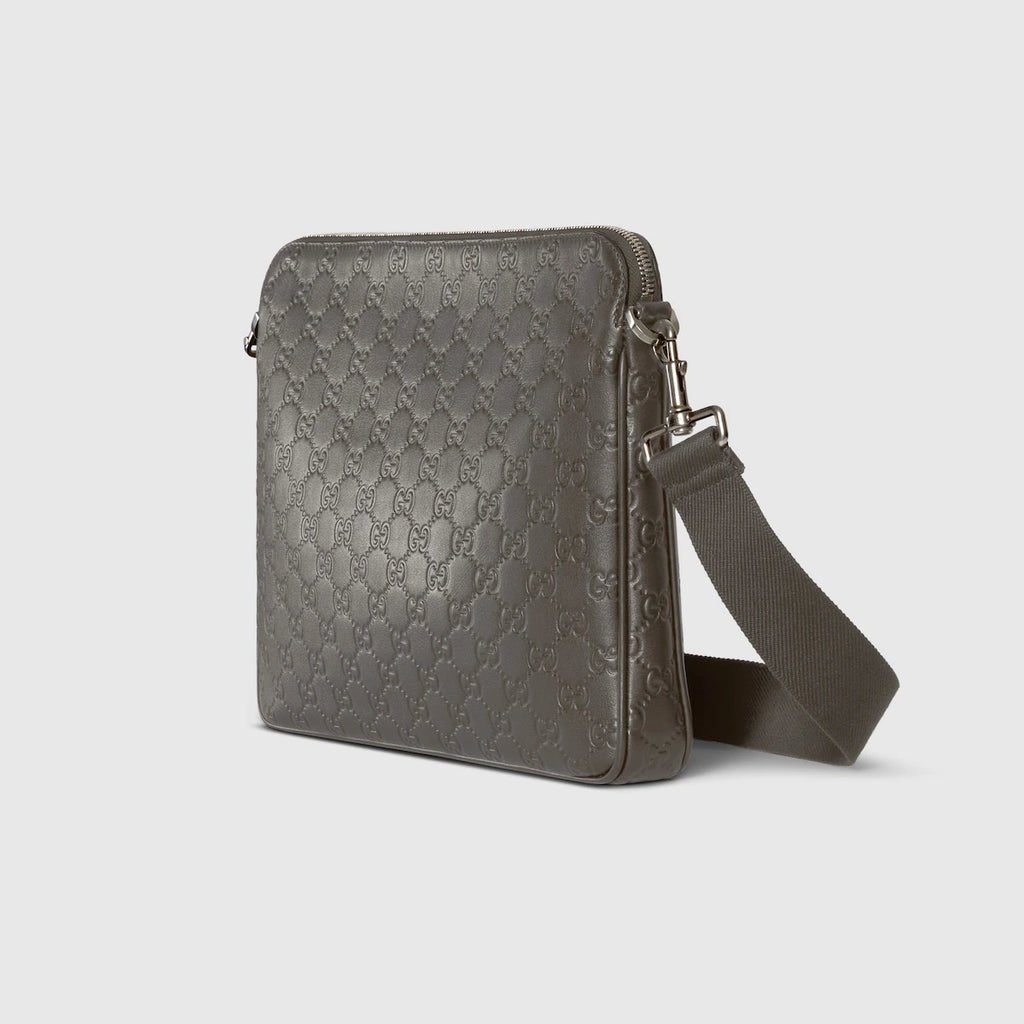 Gucci GG Emblem Medium Crossbody Bag Grey