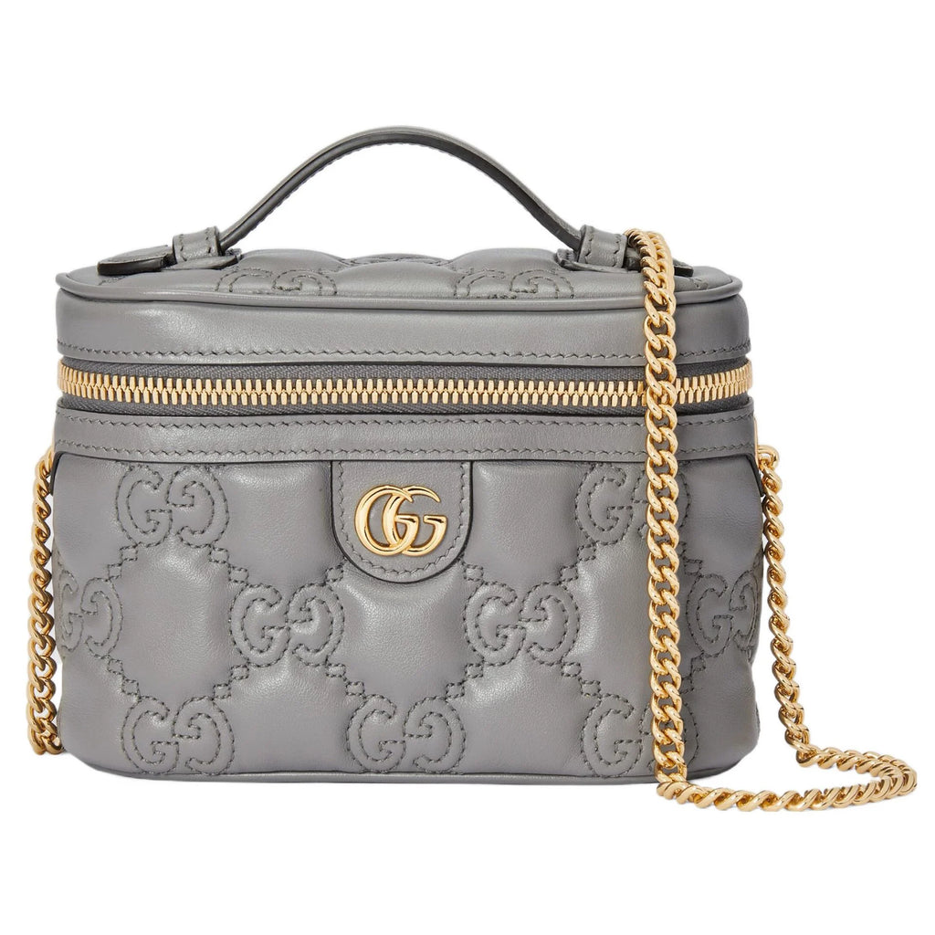 Gucci Grey Matelasse Leather Mini Top Handle Bag