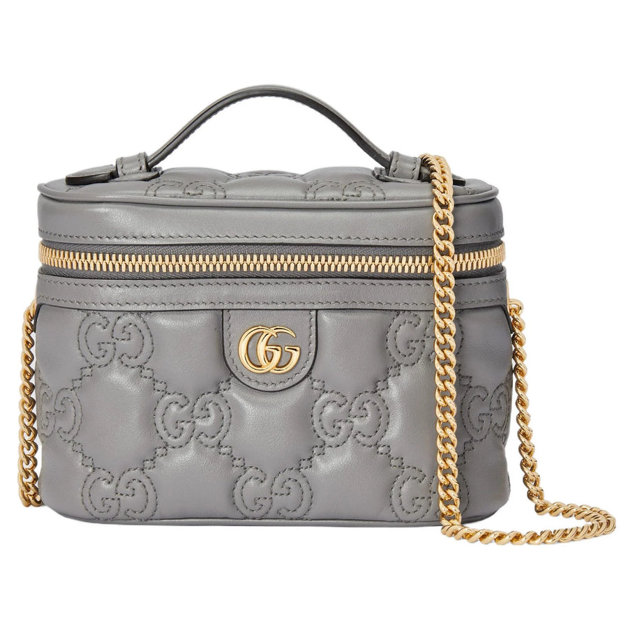 Gucci Grey Matelasse Leather Mini Top Handle Bag