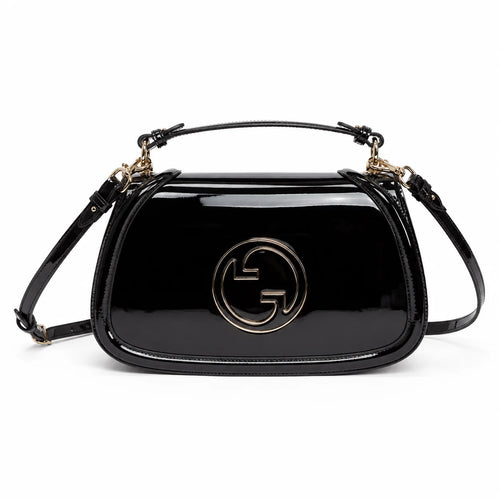 Gucci Blondie Patent Leather Shoulder Bag Black