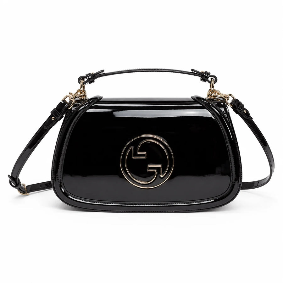 Gucci Blondie Patent Leather Shoulder Bag Black
