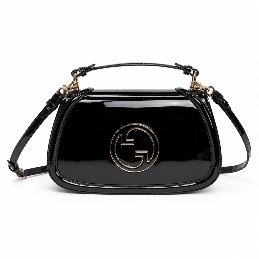 Gucci Blondie Patent Leather Shoulder Bag Black