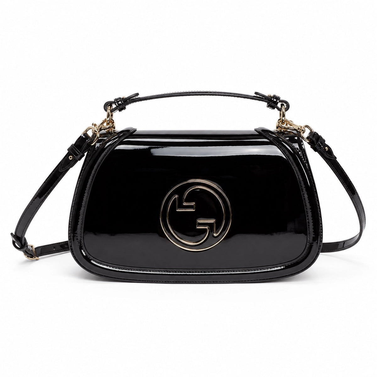 Gucci Blondie Patent Leather Shoulder Bag Black