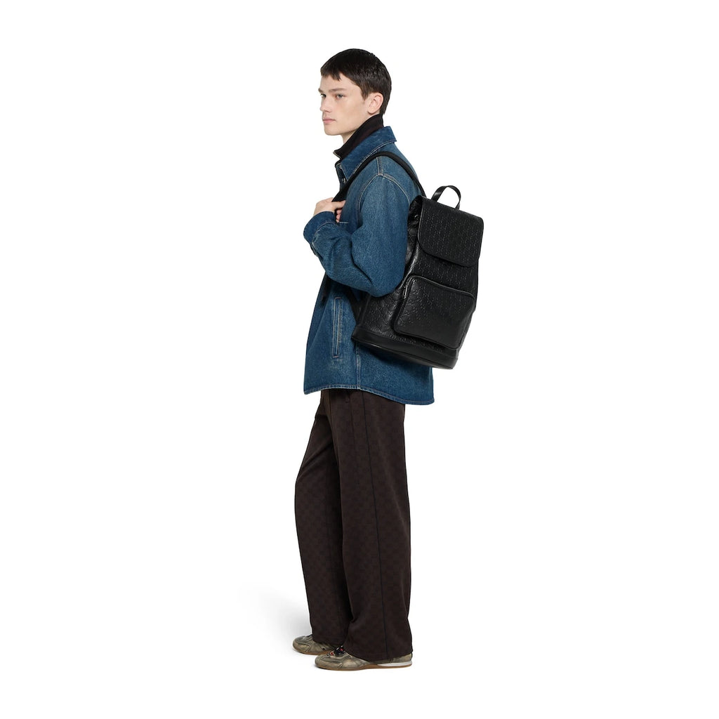 Gucci GG Embossed Medium Backpack Black