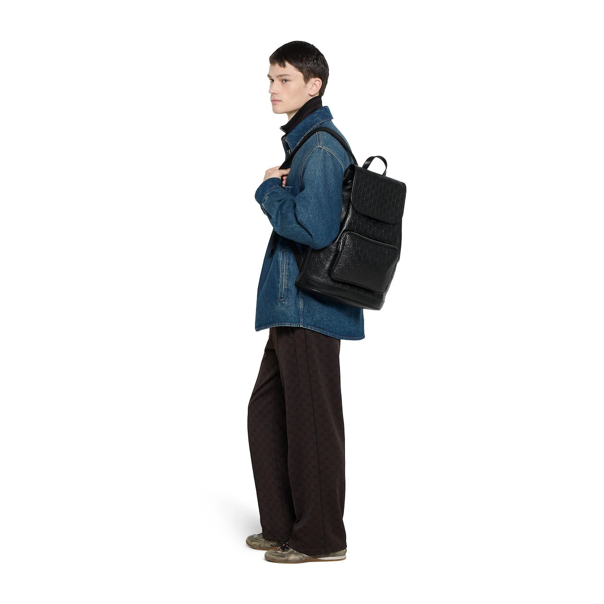 Gucci GG Embossed Medium Backpack Black