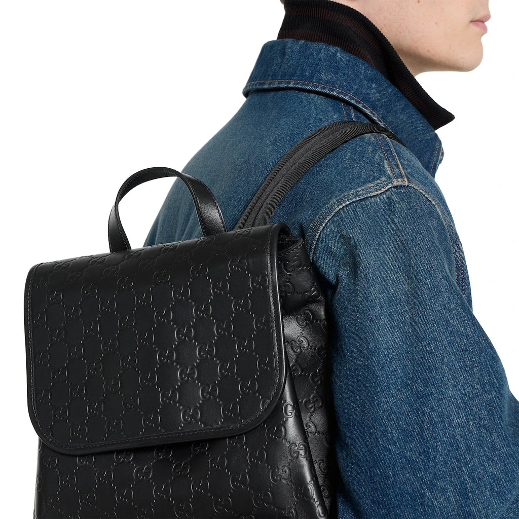 Gucci GG Embossed Medium Backpack Black