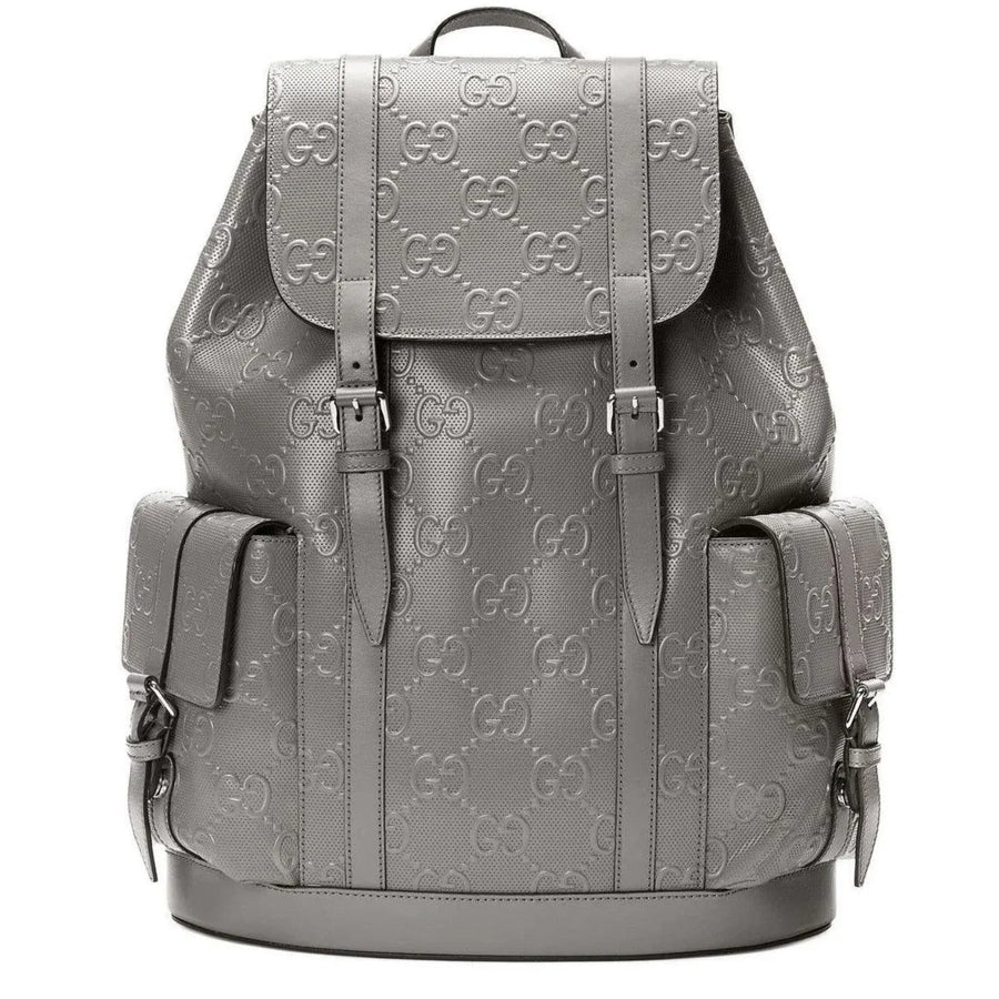 Gucci Leather Logo Embossed Backpack