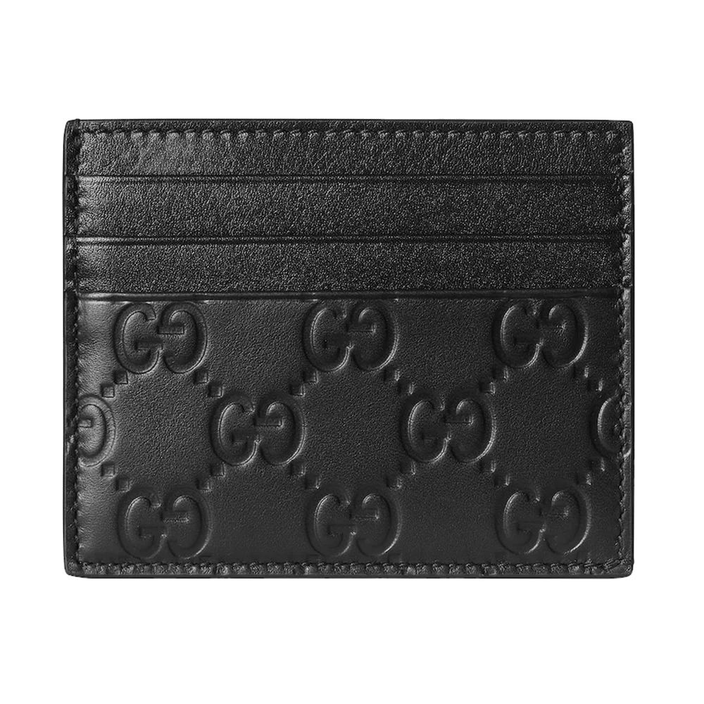 Gucci GG Emblem Card Holder Black Leather