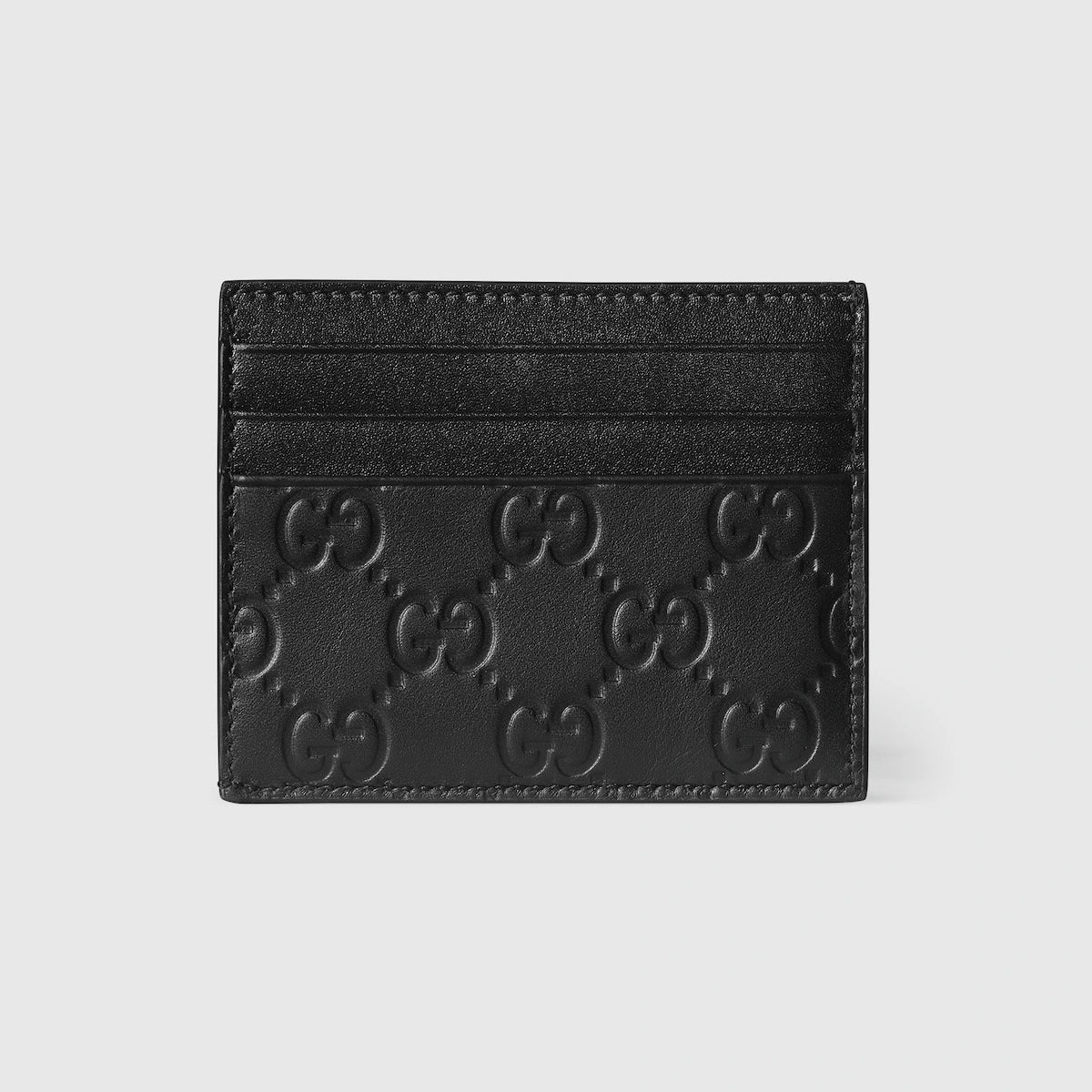 Gucci GG Emblem Card Holder Black Leather