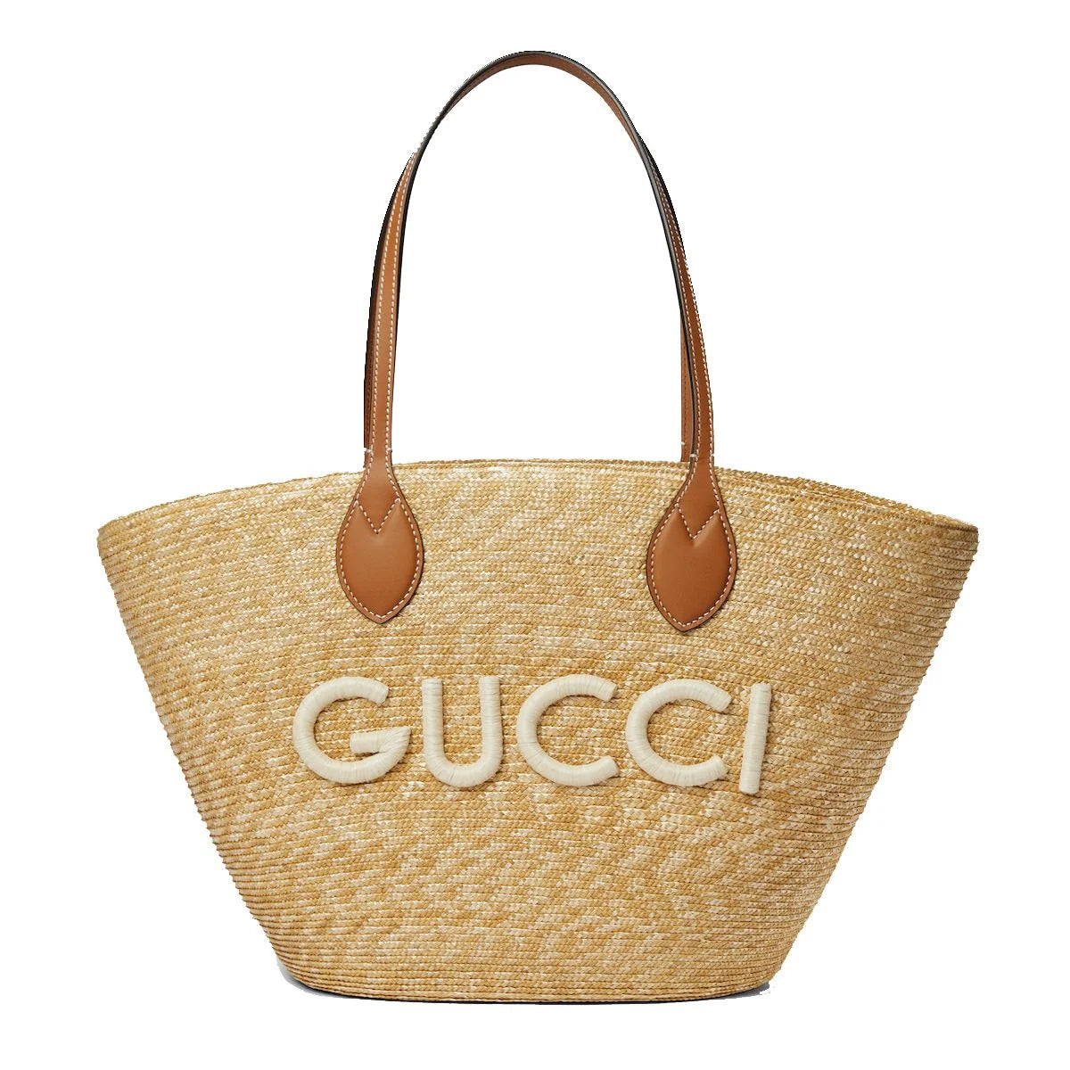 Gucci Medium straw tote with patch