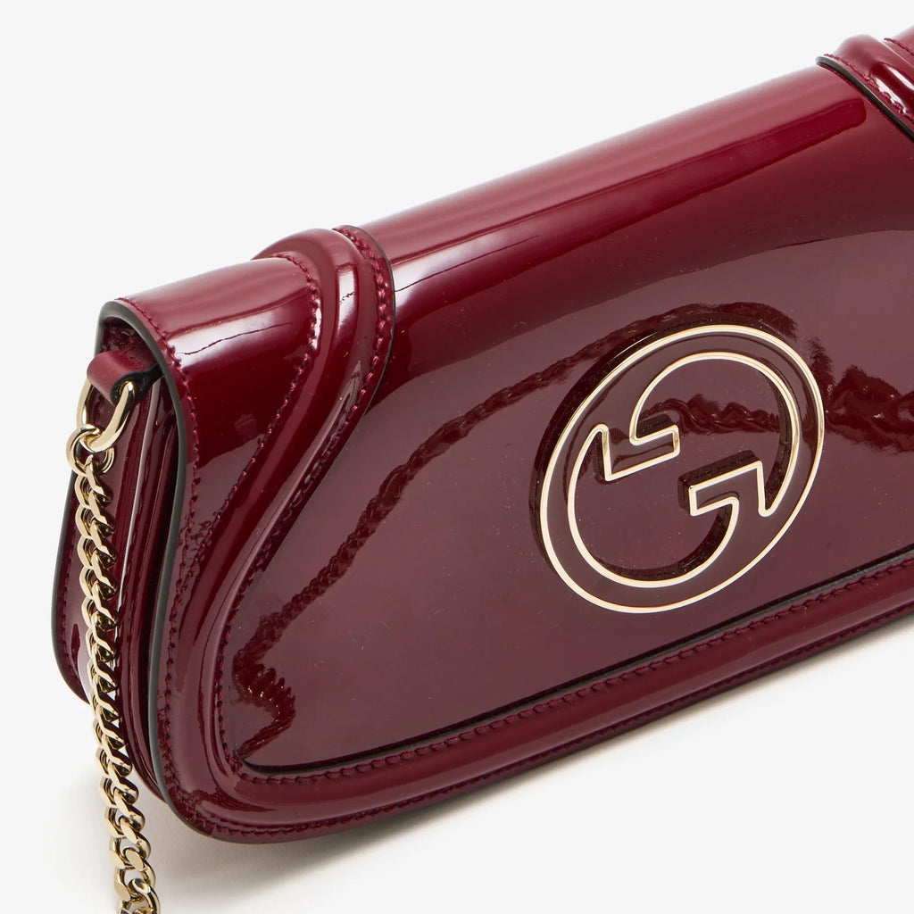 Gucci Blondie Patent Leather Shoulder Bag Burgundy Large