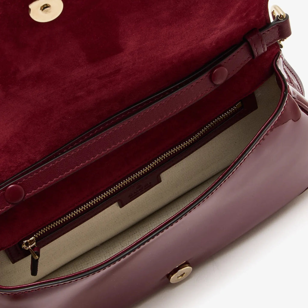 Gucci Blondie Patent Leather Shoulder Bag Burgundy Large