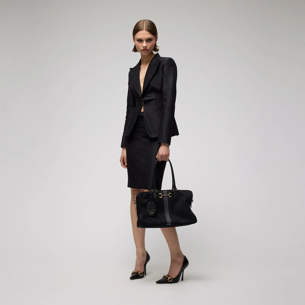 Gucci Borsetto Large Boston Bag Black