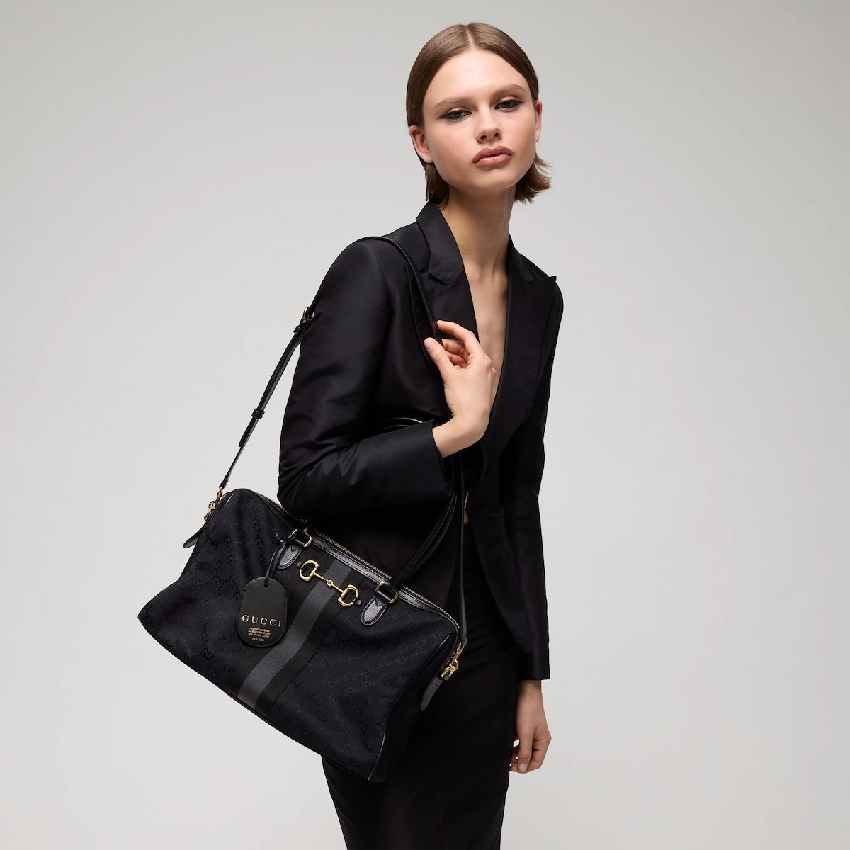 Gucci Borsetto Large Boston Bag Black